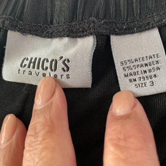 Chico's Travelers Black Slinky Stretch Pull-On Elasticized Waist Pants Size L - Picture 3 of 9
